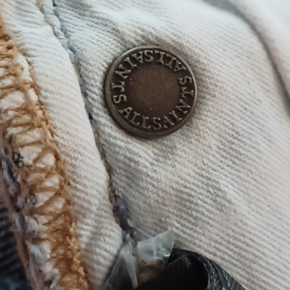 All Saints 28 Zoe Cropped Bootcut Faded Wash Frayed Hem Women’s Blue Jeans - Picture 15 of 16